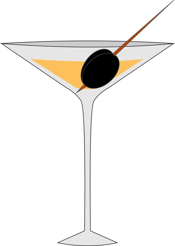 Cóctel con oliva, ilustración, vector sobre fondo blanco.