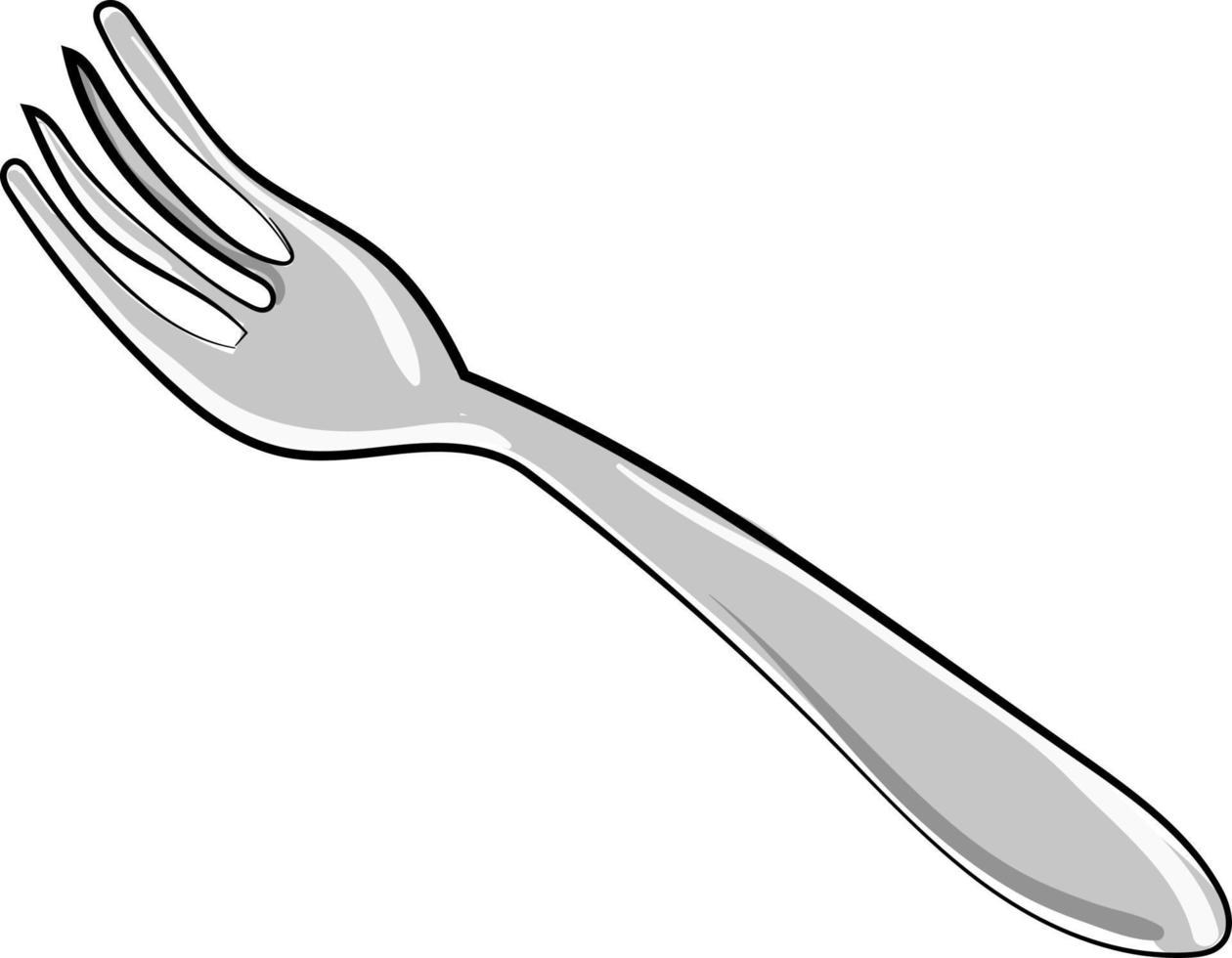 Fork drawing, illustration, vector on white background.