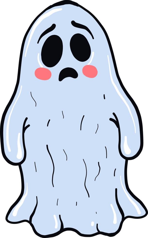 triste fantasma blanco, ilustración, vector sobre fondo blanco.