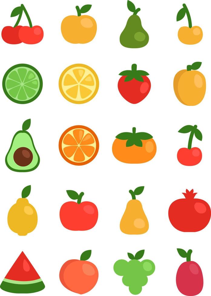 Fresh fruit, illustration, vector on a white background.