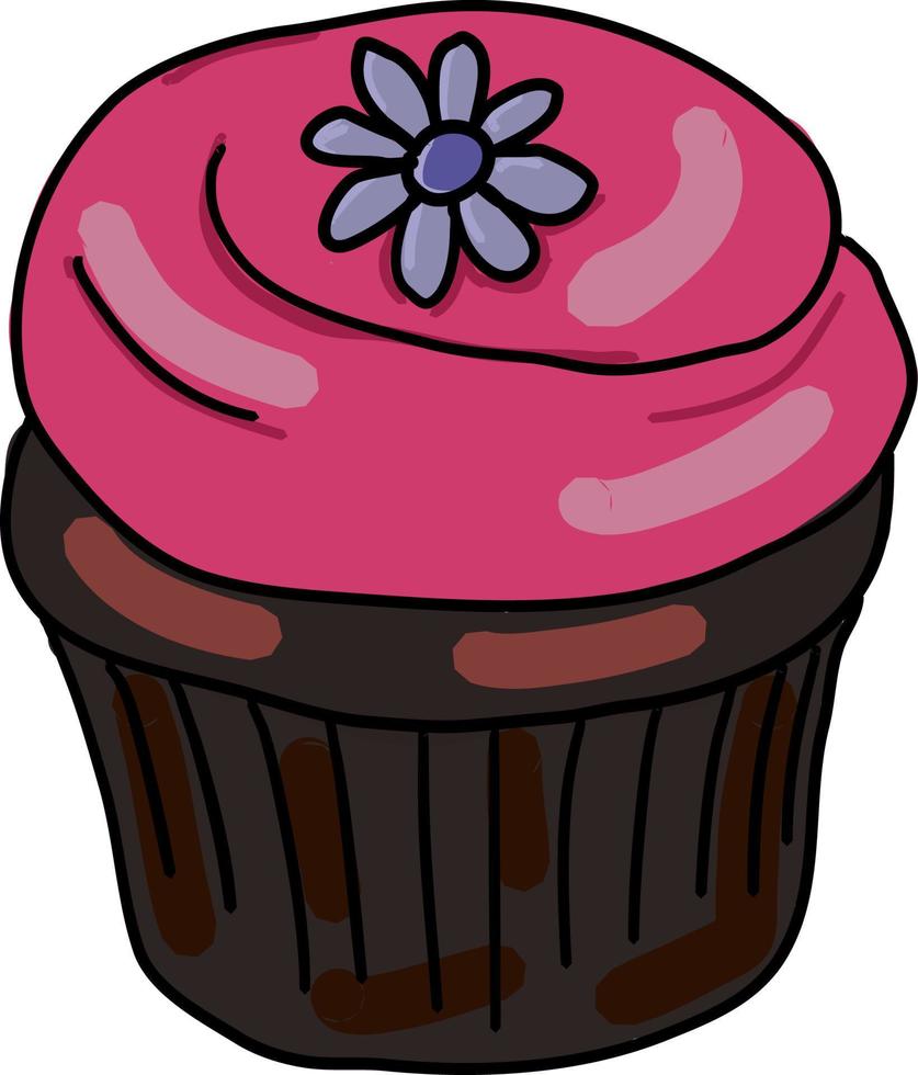 Bubblegum cupcake, illustration, vector on white background.