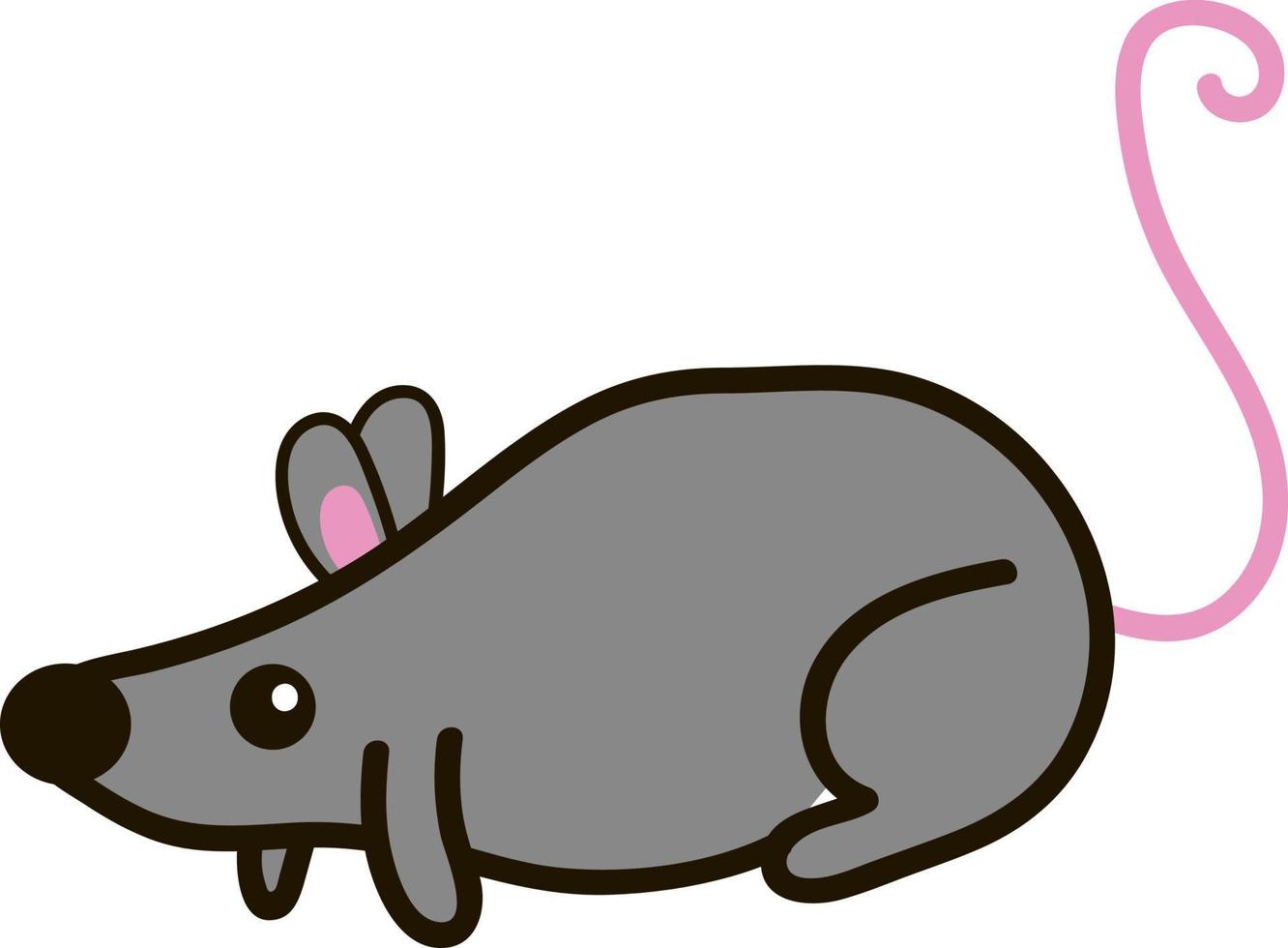 ratón gris, ilustración, vector sobre fondo blanco.