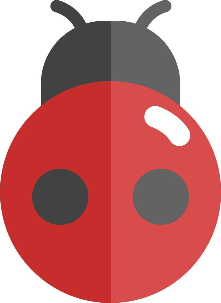 Lady bug with two black dots, icon illustration, vector on white background