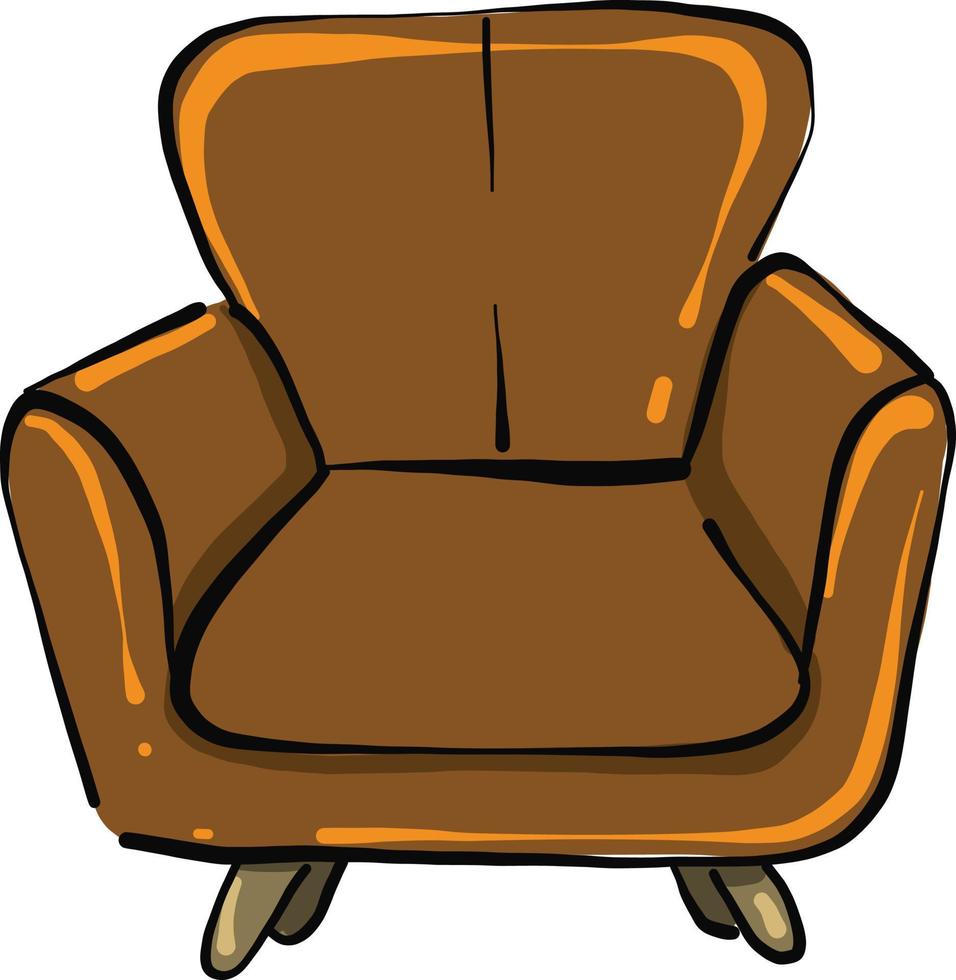 gran sillón marrón, ilustración, vector sobre fondo blanco.