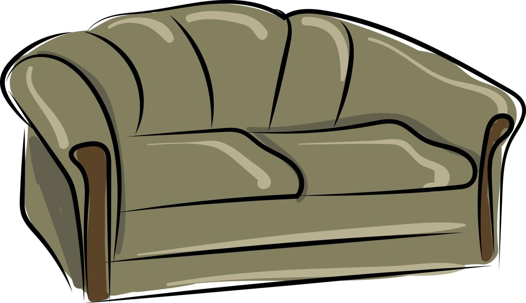 Big grey sofa, illustration, vector on white background.