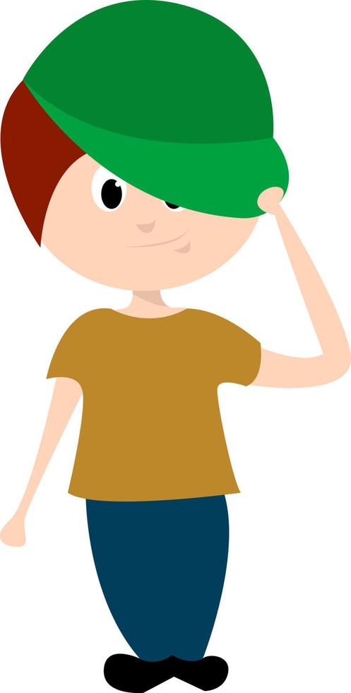 Green cap, illustration, vector on white background.