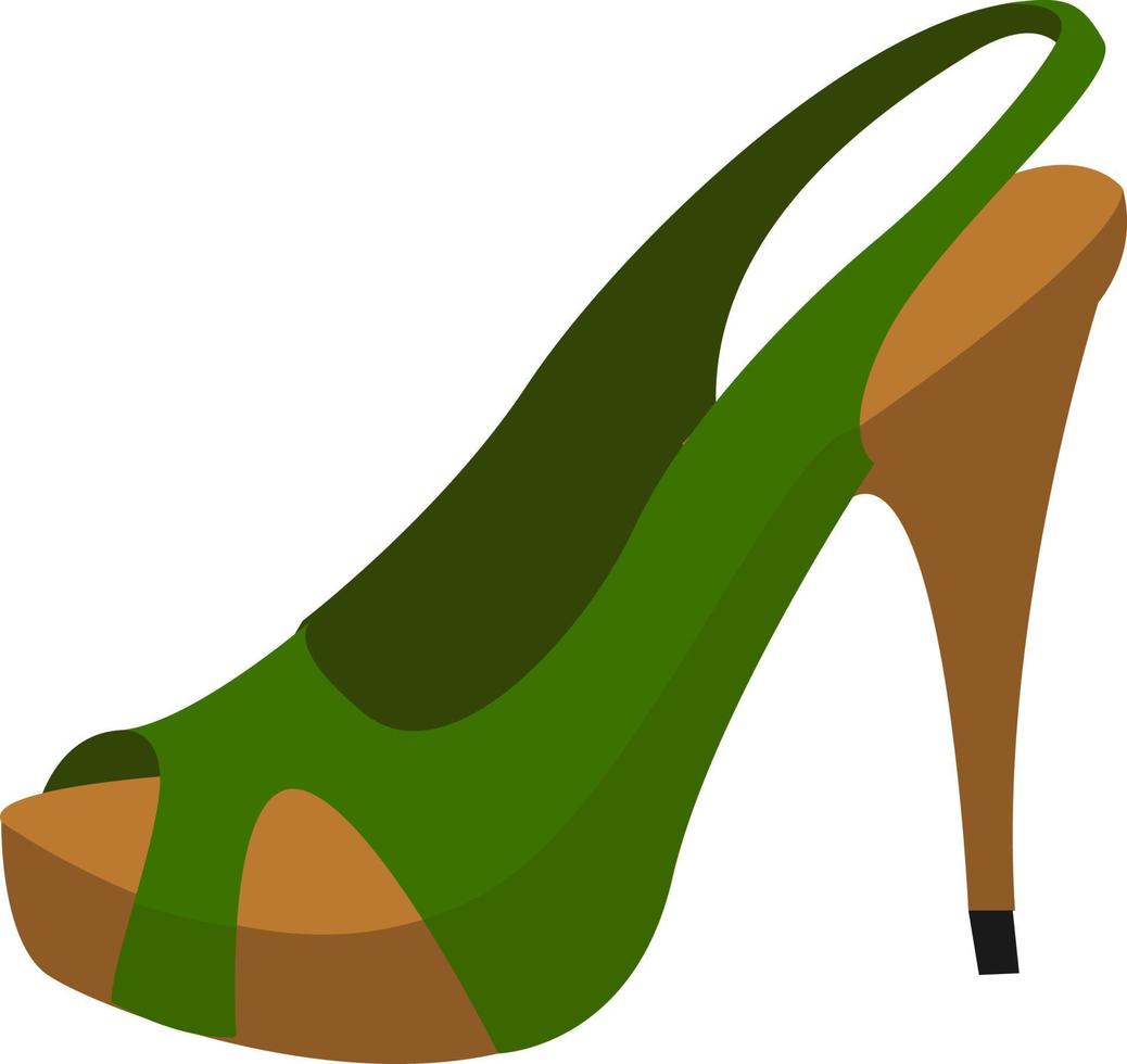 Green shoe, illustration, vector on white background.