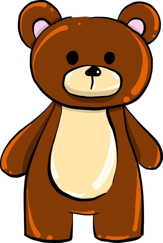 Brown teddy bear, illustration, vector on white background