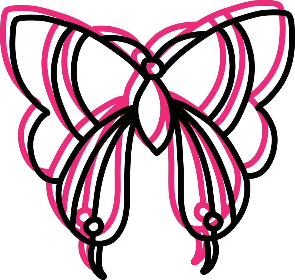 Beautiful pink butterfly, illustration, vector on a white background