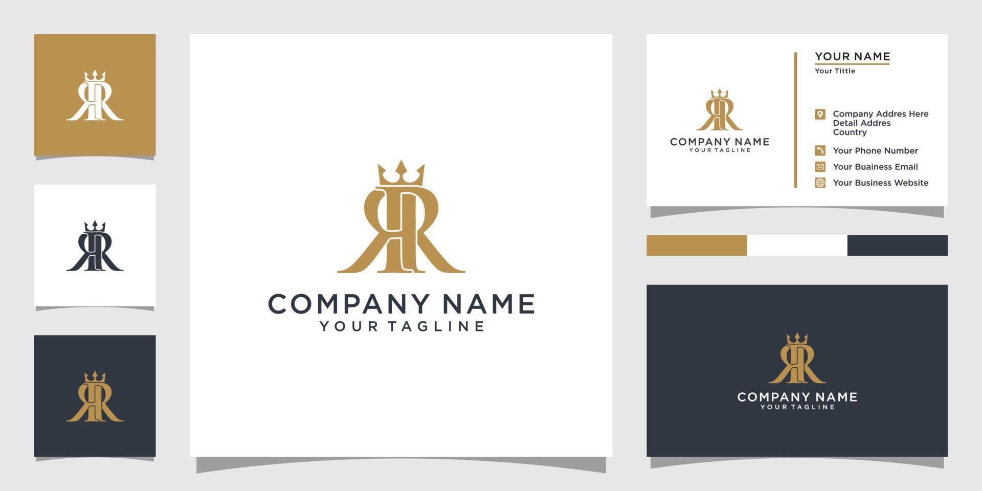 Initial letter RR or R logo design concept with crown icon vector. vector
