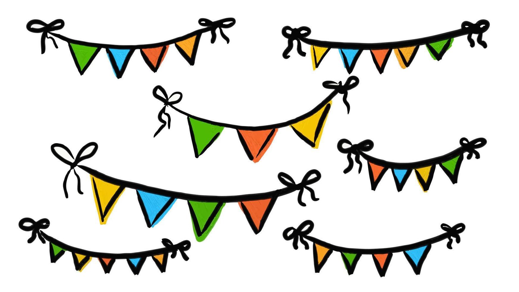 Carnival garland with flags. Decorative colorful party pennants for birthday celebration, vector