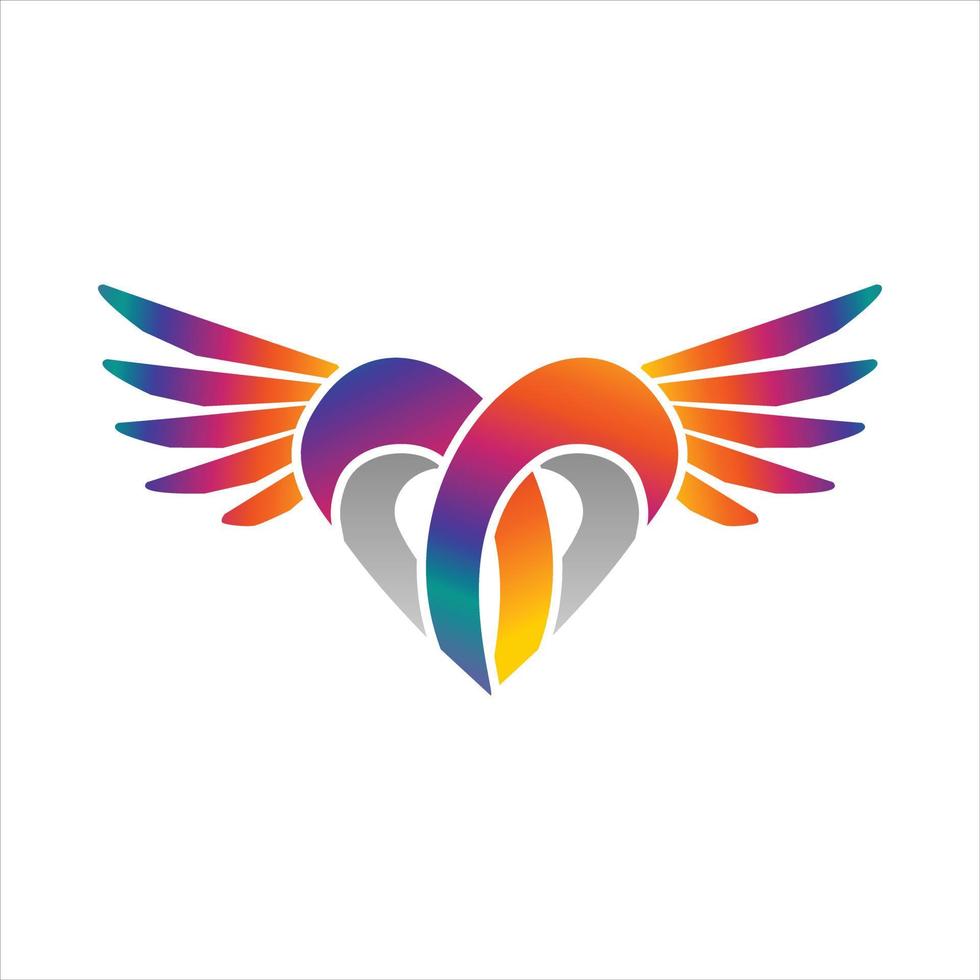 logotipo de alas de corazón vector