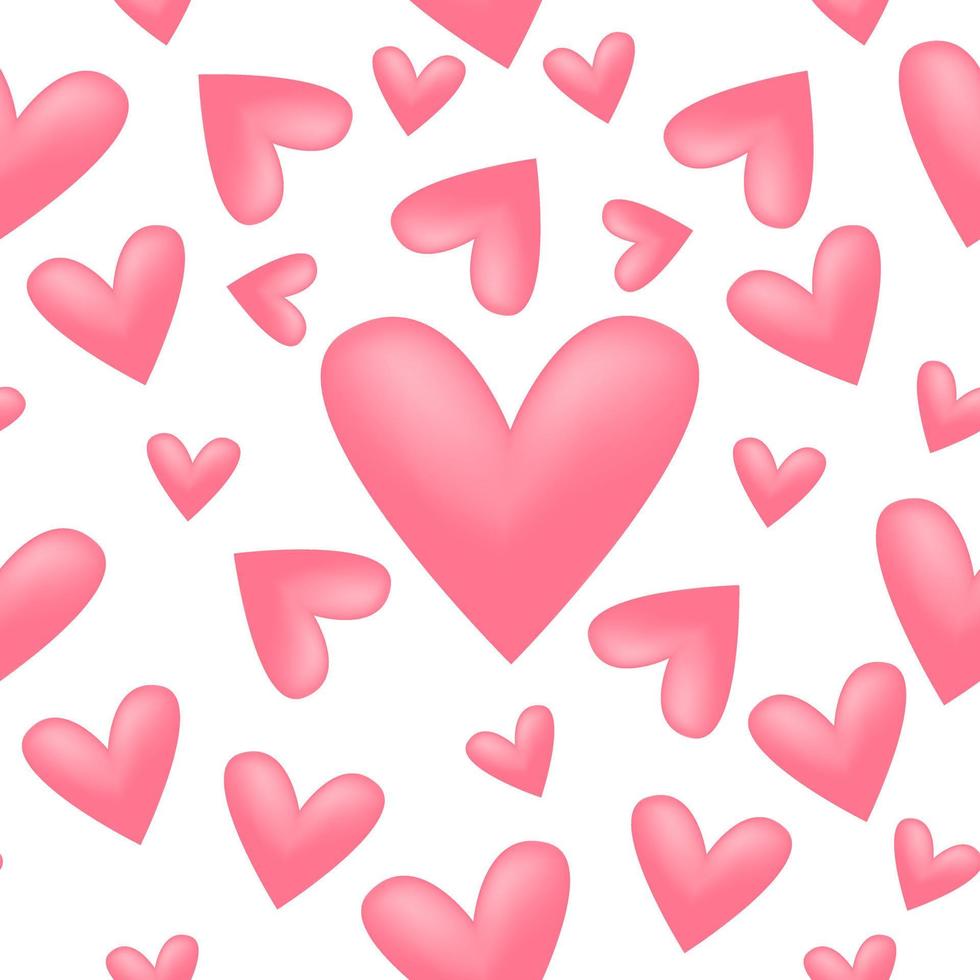 Seamless pattern of pink hearts on a white background. vector