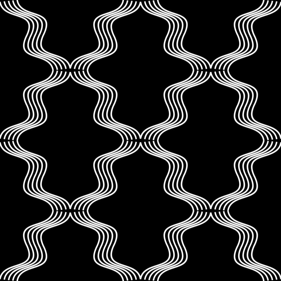 wavy lines seamless pattern. black and white wallpaper. texture fabric vector