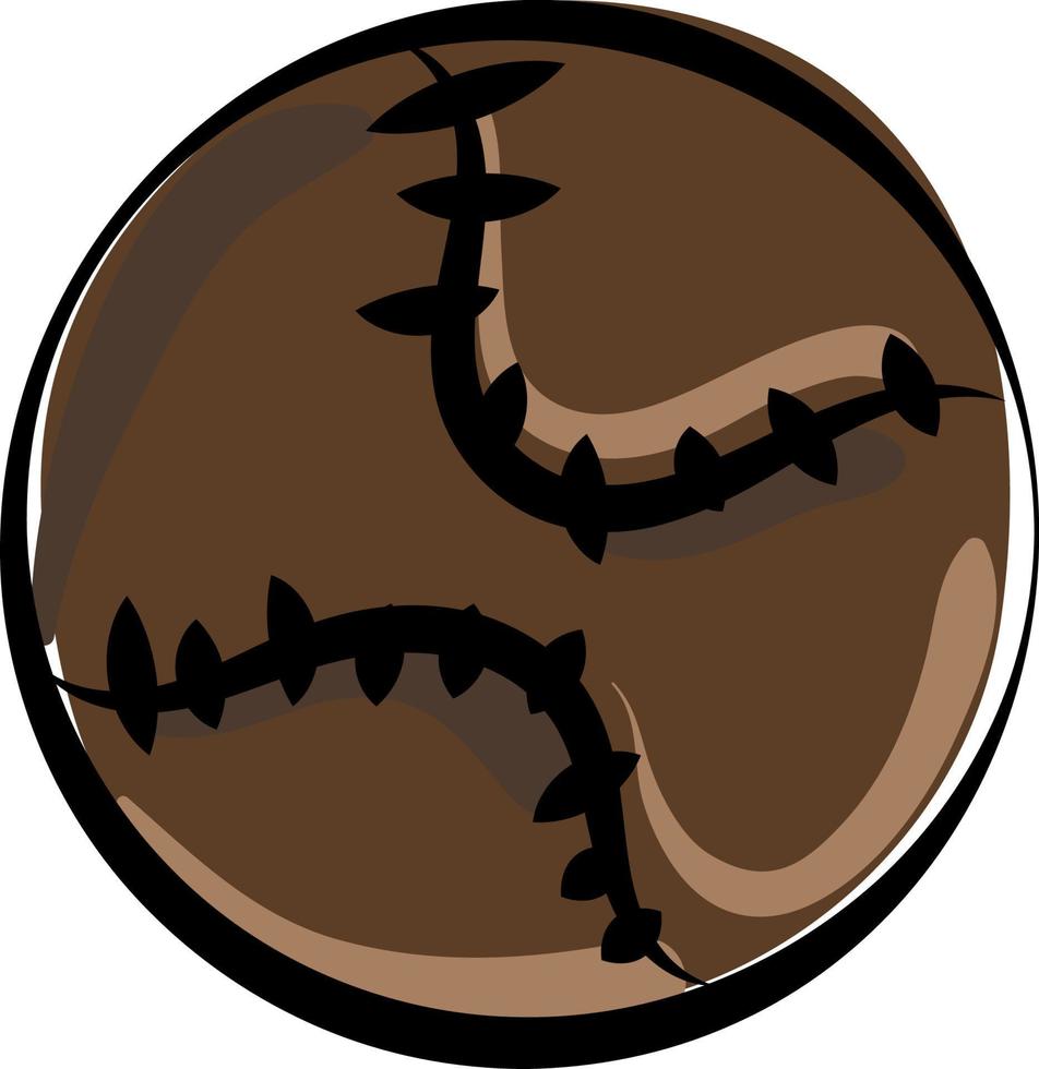 Old baseball ball, illustration, vector on white background.