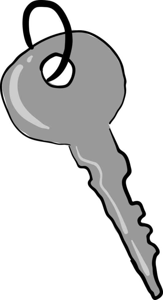 Silver key, illustration, vector on white background.