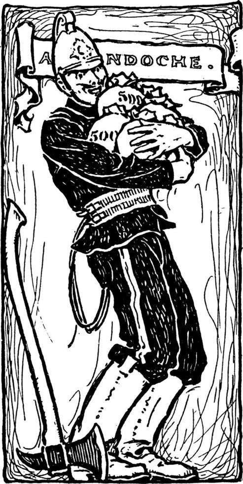 Guard Holding Bags, vintage illustration vector