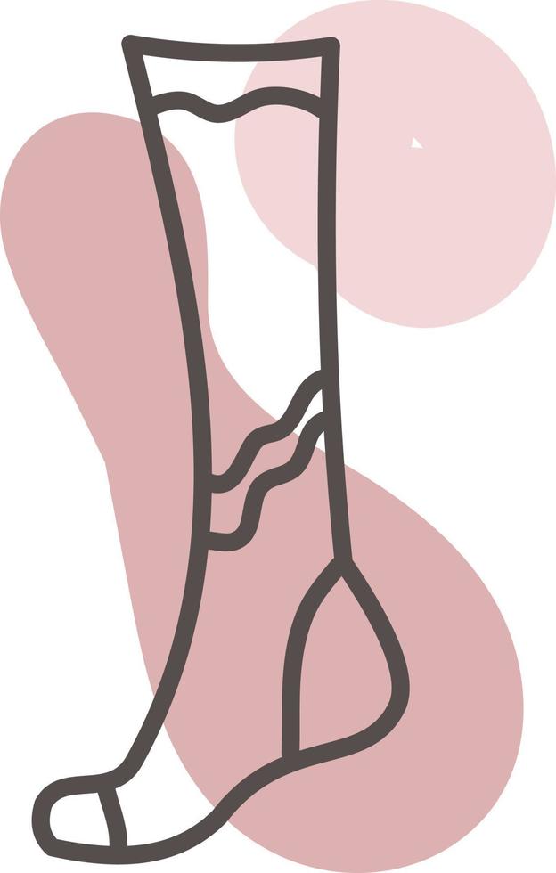 Long woman sock, illustration, vector on a white background.