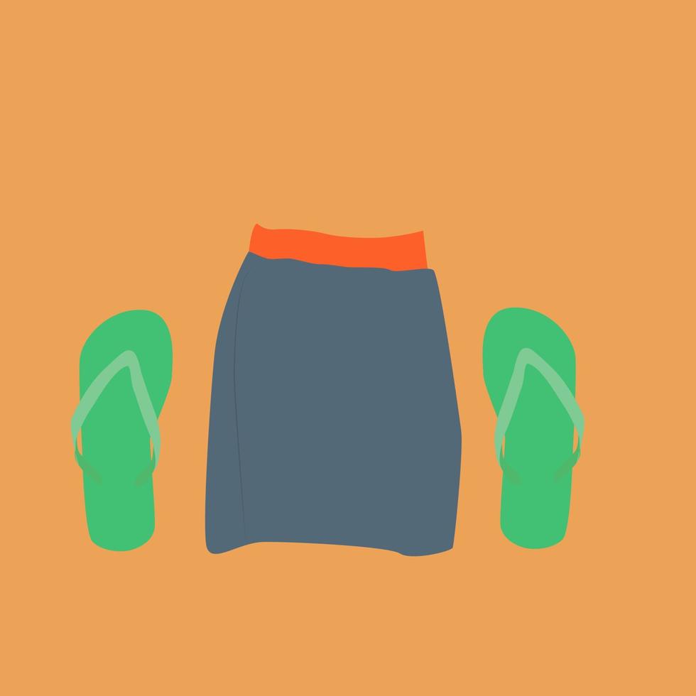 pantalones cortos y sandalias, ilustración, vector sobre fondo blanco.