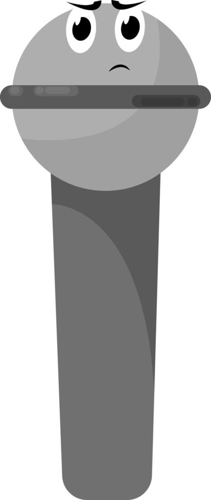Grey microphone, illustration, vector on white background