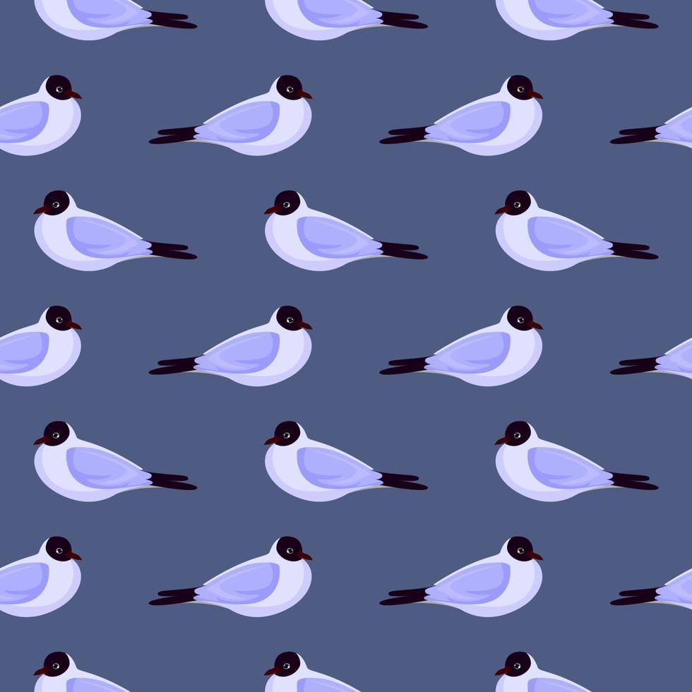 Little gull,seamless pattern on purple background. vector