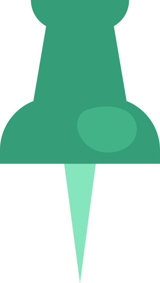 Green pin, illustration, vector on a white background.