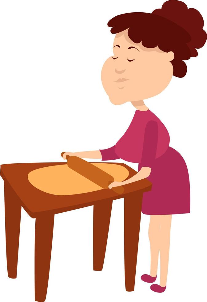Woman making food , illustration, vector on white background