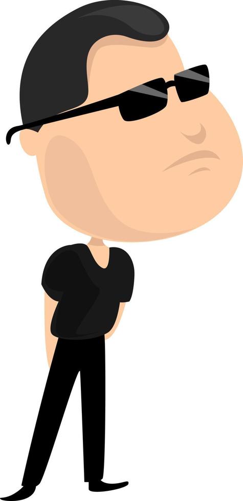 Man with black glasses , illustration, vector on white background
