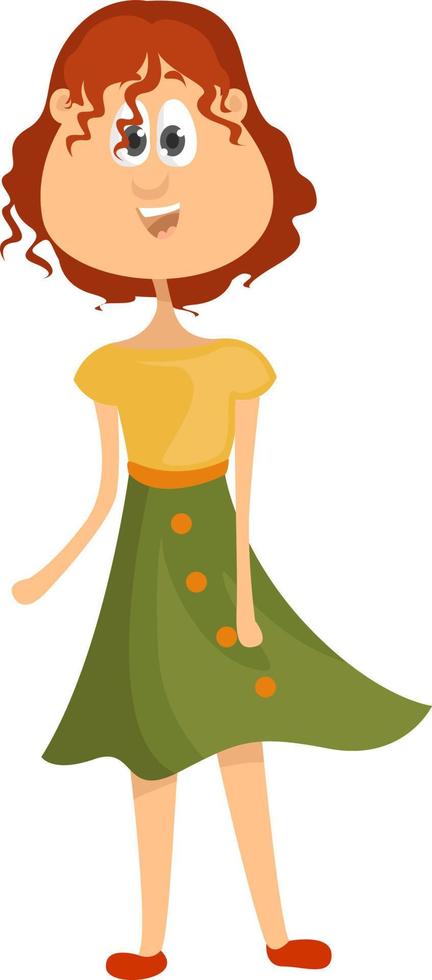 Green skirt, illustration, vector on white background.