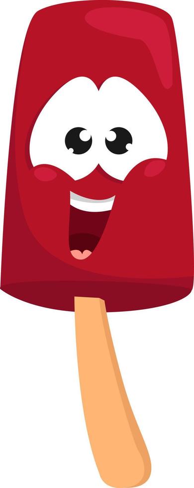 Happy red ice cream, illustration, vector on white background