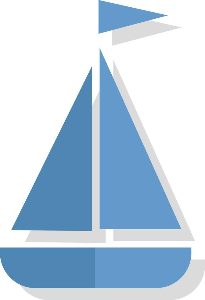Blue boat, illustration, vector on white background.