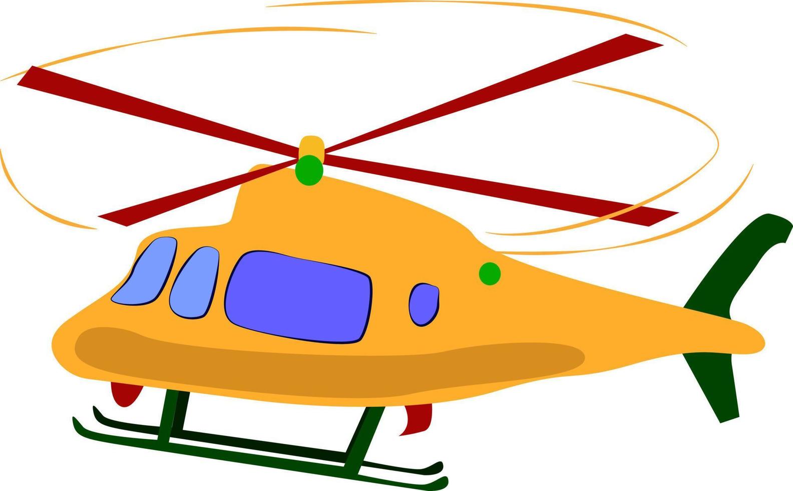 Helicóptero amarillo, ilustración, vector sobre fondo blanco.