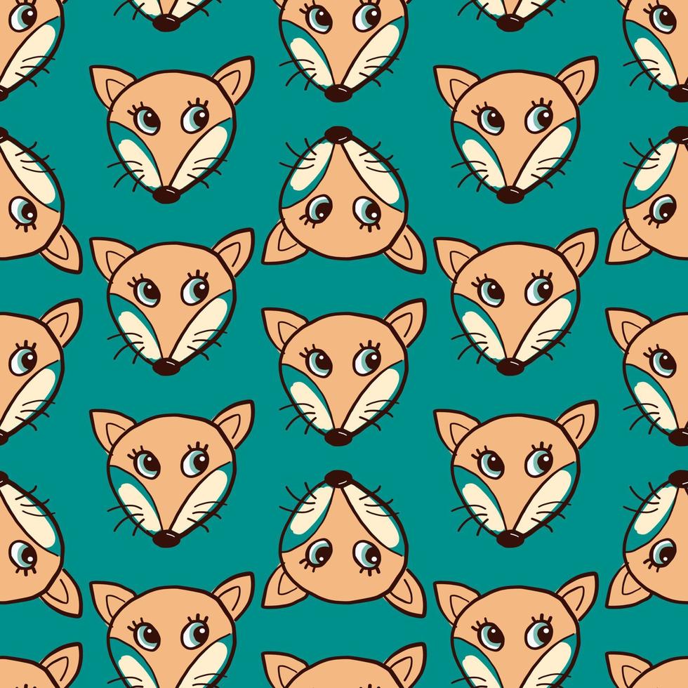 Fox head pattern, illustration, vector on white background