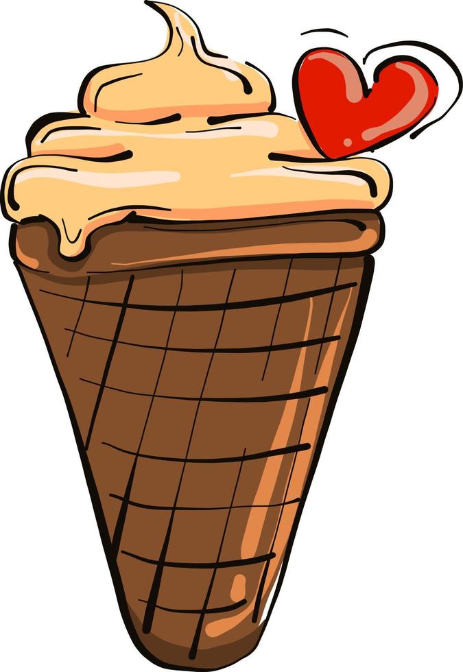 Ice cream with a heart ,illustration,vector on white background vector