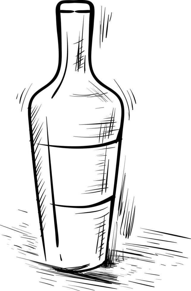 Bottle drawing, illustration, vector on white background.