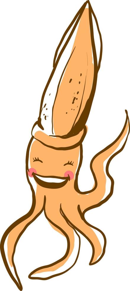 Orange squid, illustration, vector on white background.
