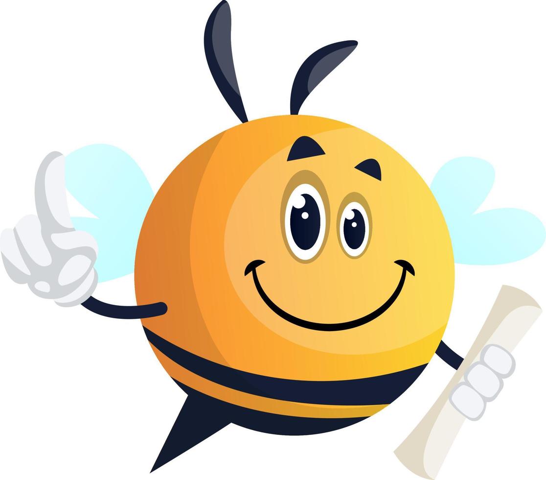 Bee holding rol, illustration, vector on white background.