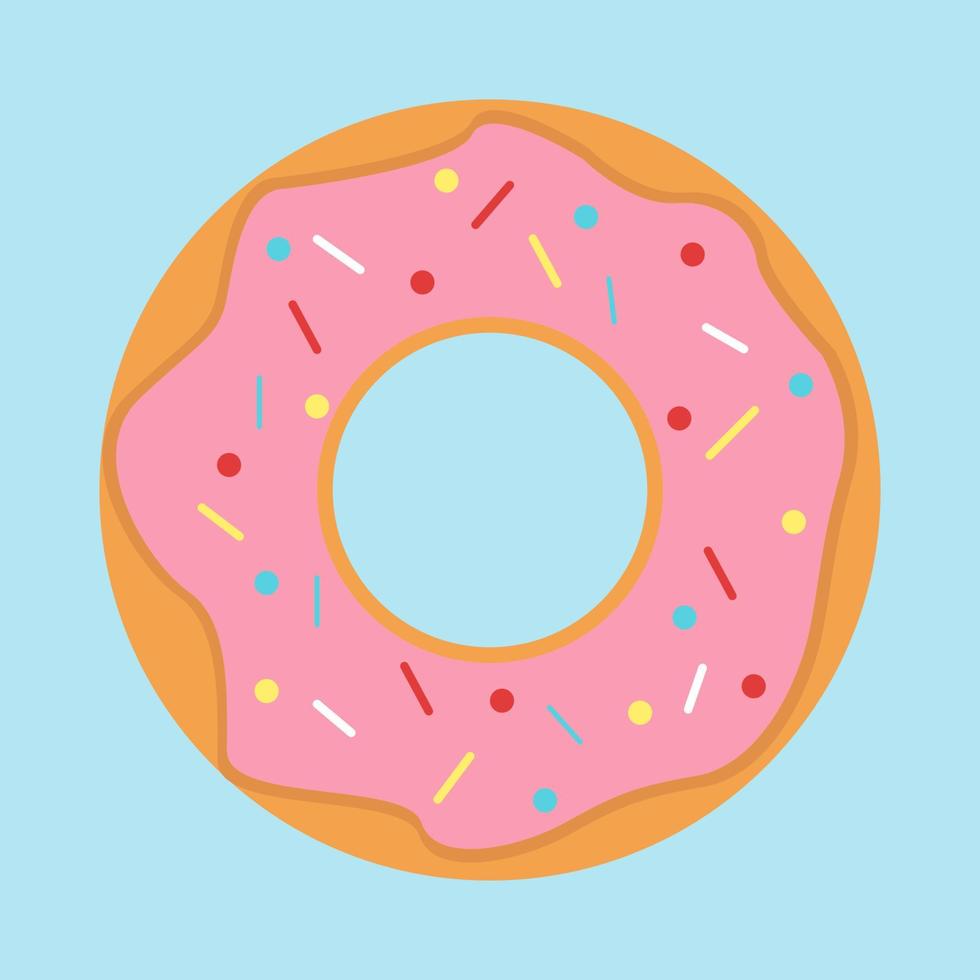 Pink donut, illustration, vector on white background.