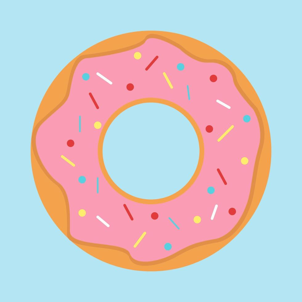 Rosquilla rosa, ilustración, vector sobre fondo blanco.