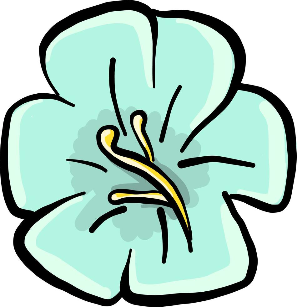 flor azul, ilustración, vector sobre fondo blanco.