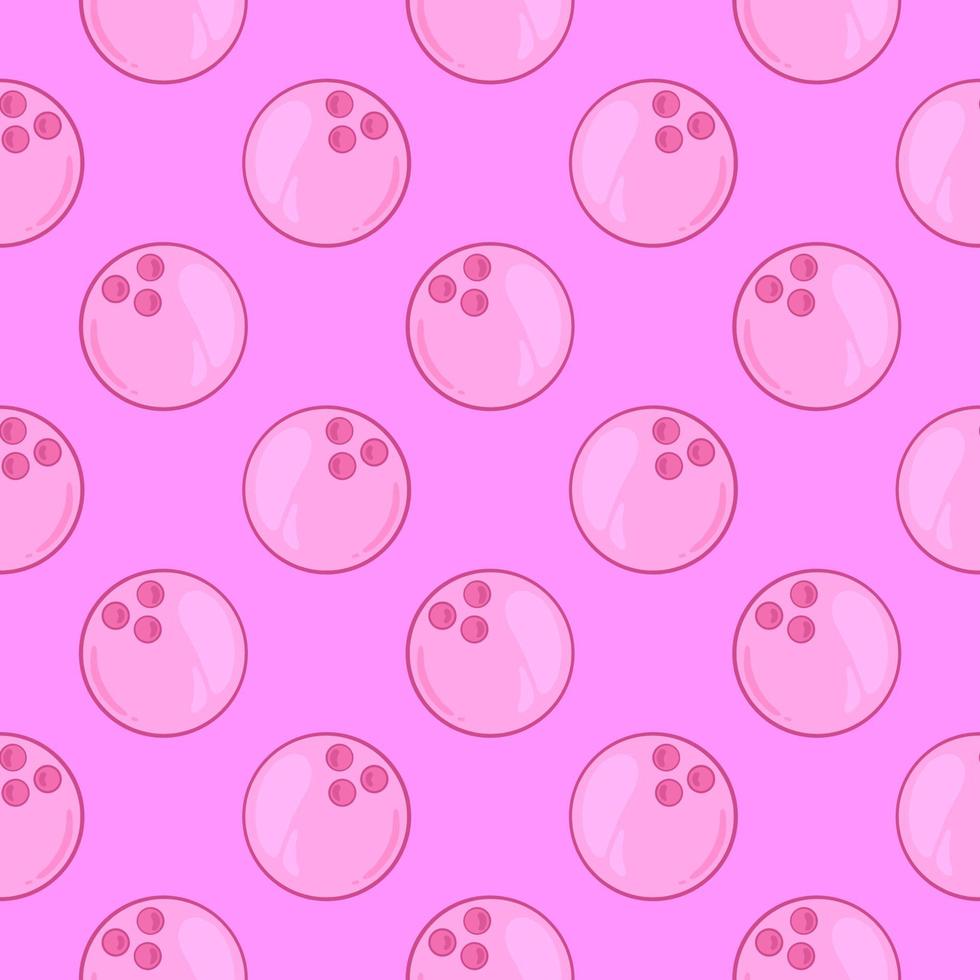 Bowling ball , seamless pattern on a pink background. vector