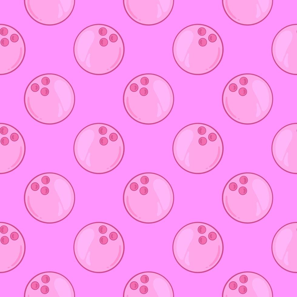 Bowling ball , seamless pattern on a pink background. vector