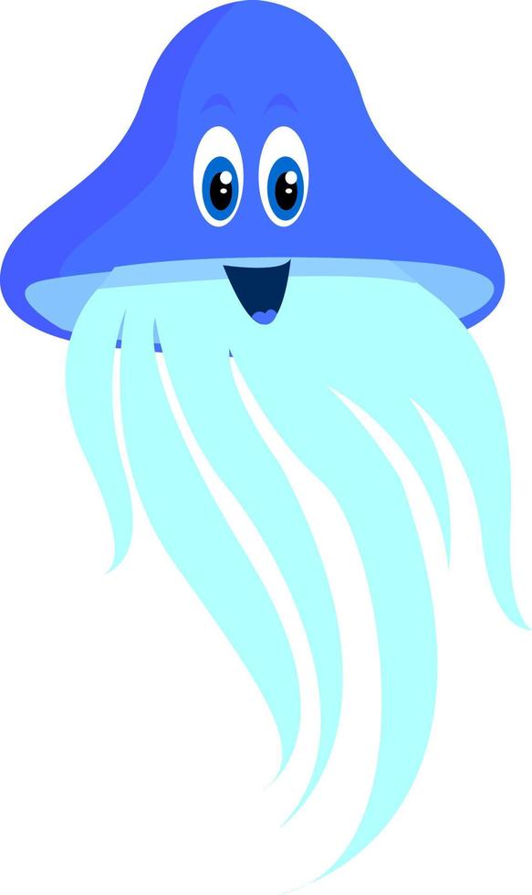 Blue jellyfish, illustration, vector on white background.