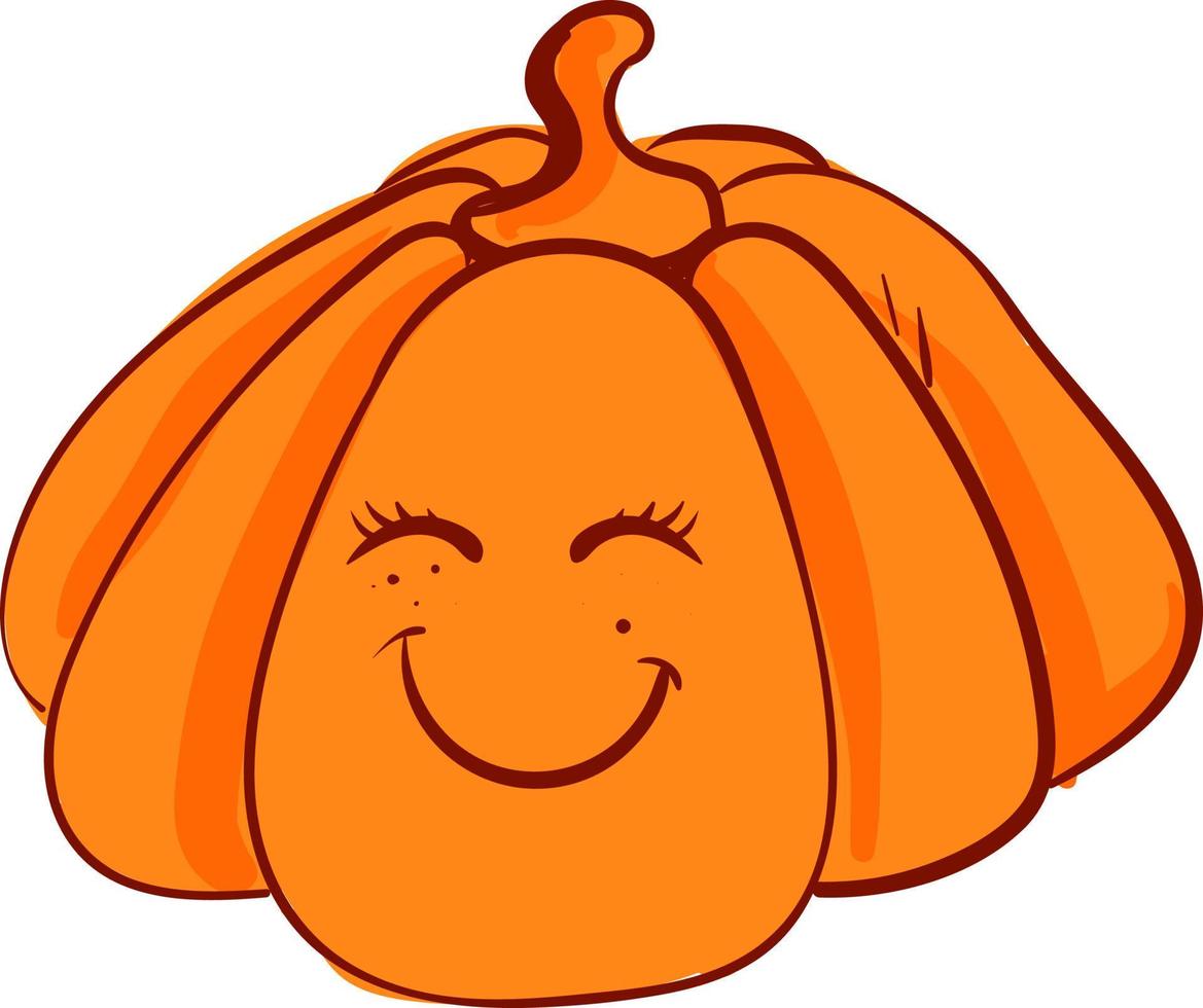 Happy pumpkin smiling, illustration, vector on white background