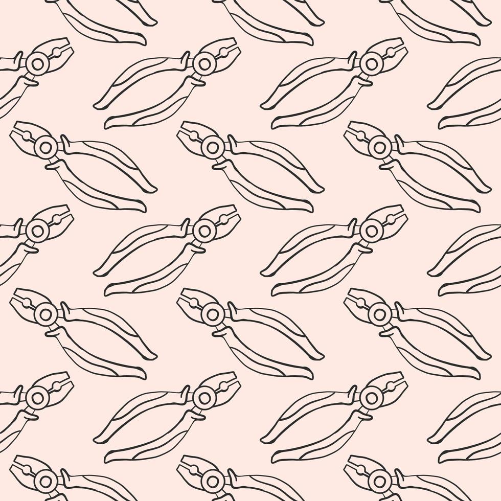 Little pliers, seamless pattern on light pink background. vector