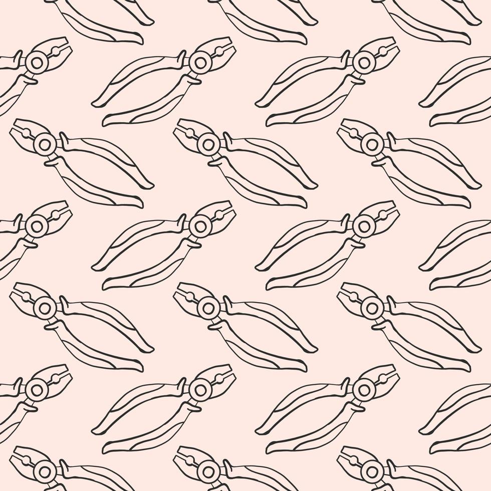 Little pliers, seamless pattern on light pink background. vector