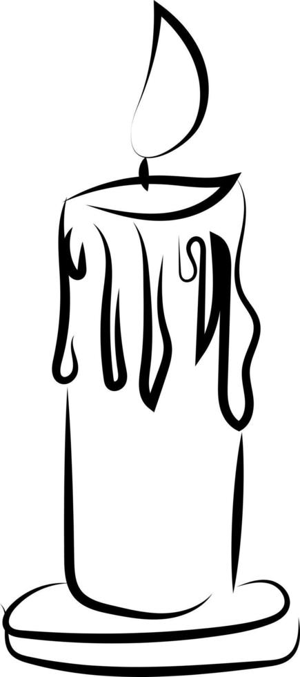 Candle sketch, illustration, vector on white background.