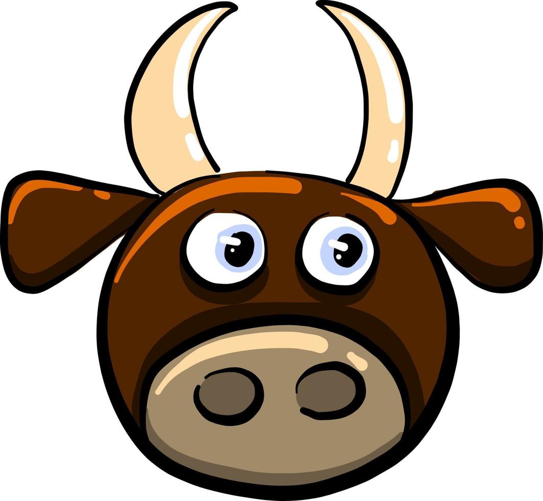 Cows head with horns, illustration, vector on white background