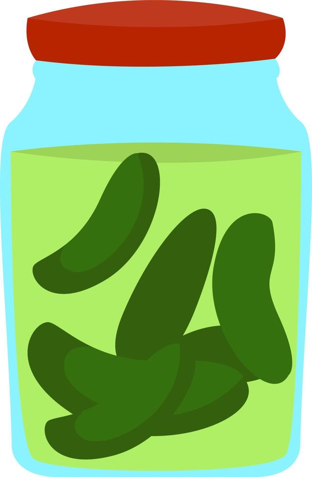 Salted cucumber, illustration, vector on white background.