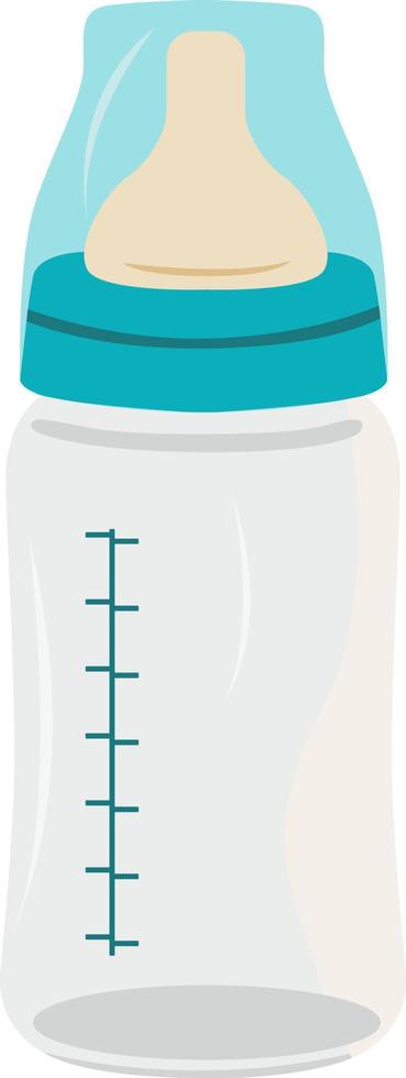 Blue baby bottle ,illustration, vector on white background.